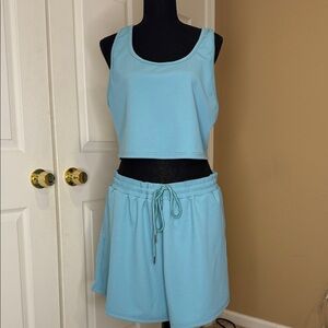 SHEIN Light Blue Tank and Shorts Set
